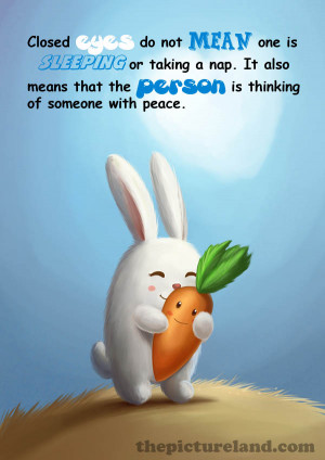 Sayings On Closed Eyes With Cute Cartoon Pictures Of Bunny And Carrot