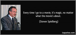 ... , it's magic, no matter what the movie's about. - Steven Spielberg