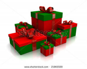 ... presents. stock photo : Christmas Presents for family 3d gift boxes