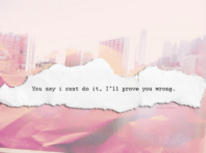 You Say I Can't Do It, I'll Prove You Wrong.