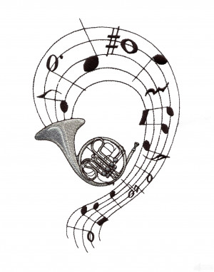 French Horn Embroidery Design
