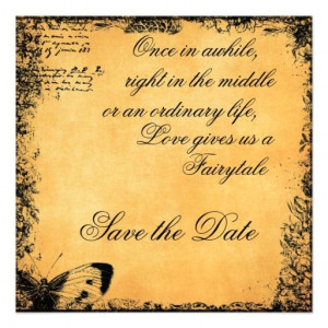 Vintage Fairytale Love Quote Save the Date