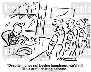 profit-sharing scheme cartoon humor: Despite money not buying ...