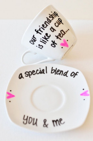 Friendship Tea Cup & Saucer - Cute Saying - Perfect Gift - Hand ...