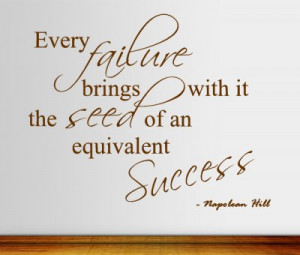 Napoleon Hill Every Failure...Wall Decal Quotes