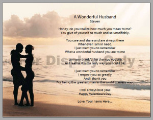 Wonderful Husband Poem Print - Great Anniversary, Wedding, or ...