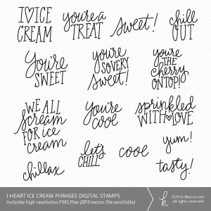 ... words phrases digital stamps $ 10 00 $ 60 00 ice cream themed words
