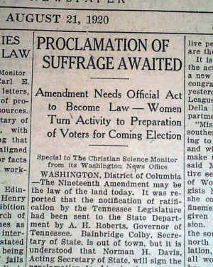 Details about WOMEN'S SUFFRAGE 19th Amendment Ratification Completed ...