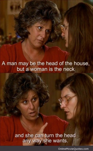 Maria Portokalos (Lainie Kazan): “A man may be the head of the house ...