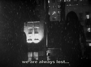 black and white, dark, lost, quote, screencap, text, words