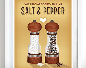 Salt and Pepper Print. Kitchen Wall Decor. Love and Food. Cute Food ...