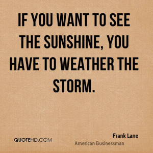 If you want to see the sunshine, you have to weather the storm.