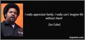 appreciate family i really can t imagine life without them ice cube