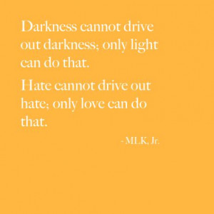 ... do that. Hate cannot drive out hate; only love can do that. - MLK, Jr