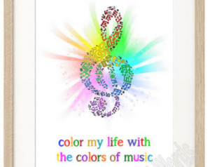 ... colourful poster 2 spellings treble clef music color rainbow quote
