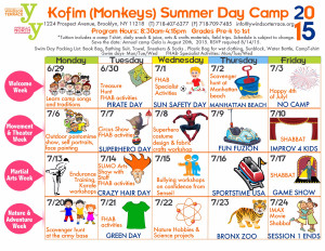 Summer Day Camp Daily Schedule