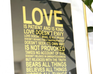 ... patient, Lover is kind... 1 Corinthians 13:4-7 8x10 Gold on elle black