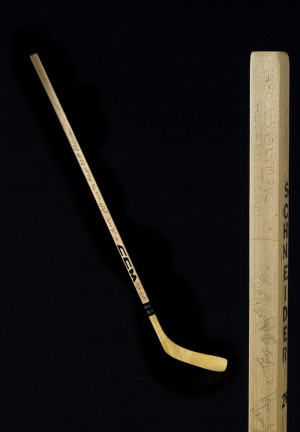 Hockey stick signed by the 1980 Olympic Hockey team