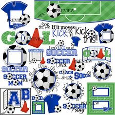 Soccer Royal Blue Soccer collection includes Soccer ball, Goal wordart ...