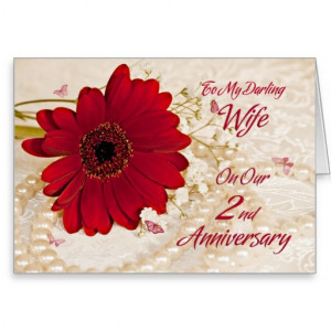 Wife on 2nd wedding anniversary, a daisy flower greeting card