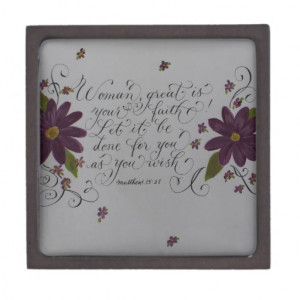Woman faith quote purple flowers calligraphy art