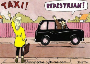 Funny Taxi Walking Pedestrian Joke Cartoon Joke Picture Image