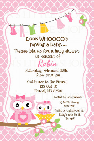 Baby Shower Invitation Wordings for an Owl Baby Shower