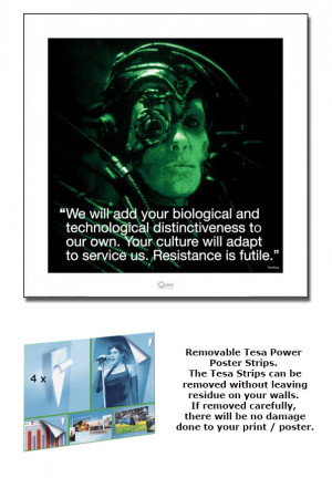 STAR-TREK-TNG-FRAMED-ART-PRINT-POSTER-BORG-QUOTE-SIZE-16-x-16