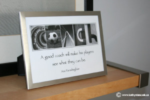 COACH framed to 5x7, $10 or 8x10, $20 (chrome frame)