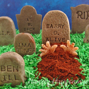 ... clever epitaphs to cookies 'n cream fudge tombstones this Halloween