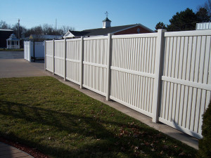 Tan Vinyl Privacy Fence