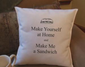 make me a sandwich throw pillow, funny throw pillow cover, quote ...