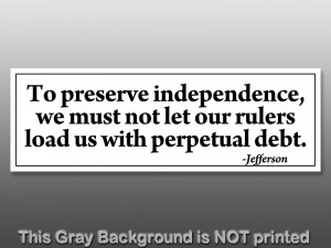 Jefferson Perpetual Debt Sticker - decal tea anti obama