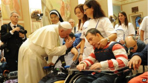 Pope Francis blessed disabled people, both young and old, in Assisi