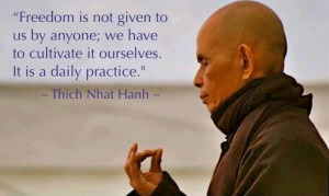 Freedom is not given by anyone. Thich Nhat Hanh #mindfulness #quote
