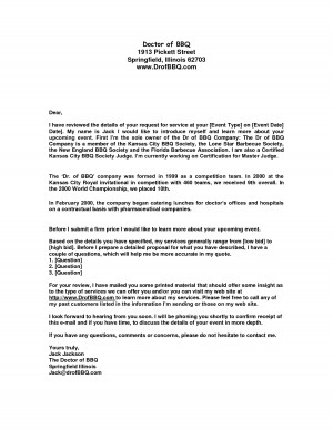 Business Proposal Services Letter