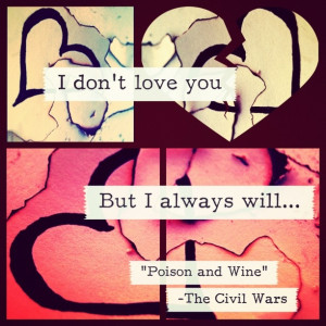 Lyric photo. The song is Poison and Wine by the Civil Wars.
