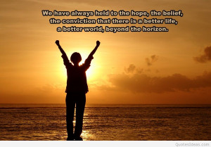 Hope quote on background sunset