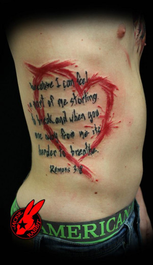 Heart and Quote Rib Tattoo by Jackie Rabbit by jackierabbit12