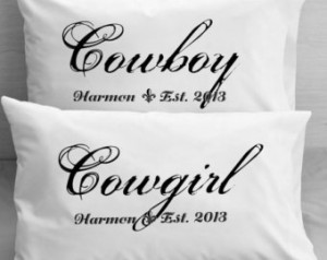 Cowboy Cowgirl Couple Pillowcases C ountry Western Gift Idea ...
