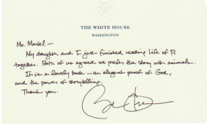 Do you write thank you notes? I mean, do you actually take out pen and ...