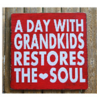 Grandma Grandpa Gift Hand Painted Rustic Wood Sign Grandchildren Quote ...
