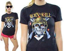 Vintage 80s Born to Kill 3D Emblem Rare 50/50 T Shirt Sz S ...
