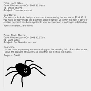 ... Man Submits Drawing Of Spider Instead Of Payment For Overdue Account