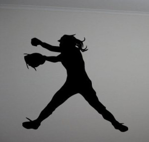 5pcs/lot Wall Sticker Decal Quote Vinyl Fast Pitch Softball Silhouette ...