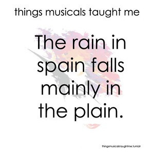 My Fair Lady quote musical The rain in Spain falls mainly in the plain ...