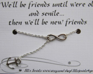 Infinity and Anchor Charm Necklace and Funny Friendship Quote Card ...