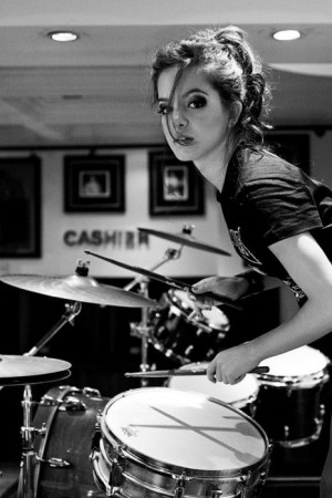 girl | cashier | drums | music | make it loud | black and white | rock ...