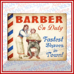 Barber SIGN Funny Shave Antique Chair Vintage Salon Art female