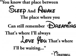 ... always love you That's where I'll be waiting... Tinkerbell cute wall